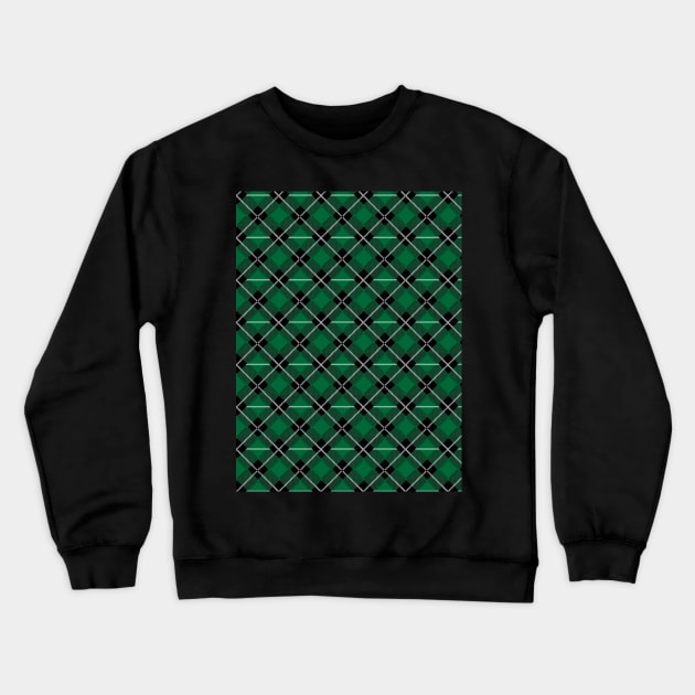 Diagonal Green and Black Flannel-Plaid Pattern Crewneck Sweatshirt by Design_Lawrence